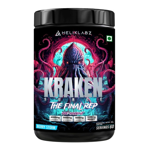 [BRSRYEL6AB6Q2H3G] Kraken Pre-Workout | 60 Servings, Berry Storm | Advanced Pre-Workout Formula with 1000mg US Patented Nitrosigine® | 4000mg L-Citrulline Malate | 3000mg Beta-Alanine | 1000mg L-Arginine HCL | Peak Performance & Endurance