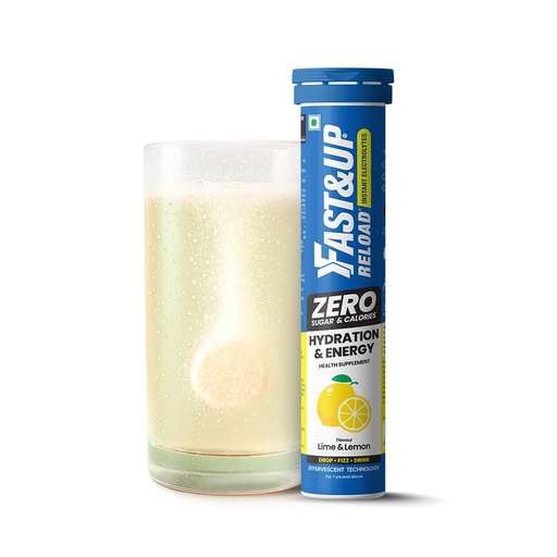 [BRSREH32AUMR4E3V] Fast&Up Reload Zero - Zero Sugar Instant Energy & Hydration Drink - Lime Lemon Flavour - 25 Effervescenet Tablets