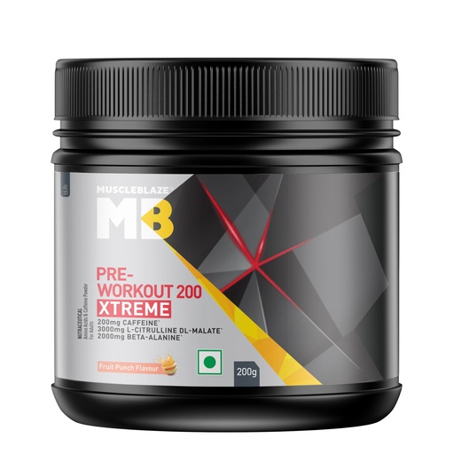 [BRSRO2Q5C4FQO2DL] MuscleBlaze Pre Workout 200 Xtreme, Fruit Punch, 200g