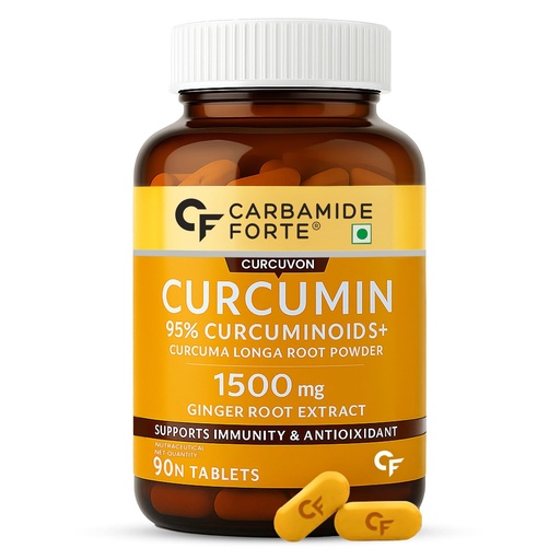 [BRSWYFIROYCA2HY6] Carbamide Forte Curcumin Tablets with Piperine and 95% Curcuminoids | Anti inflammatory Supplement for Adults | With Curcuma Longa, Turmeric & Ginger Root extract | 90 Veg Tablets