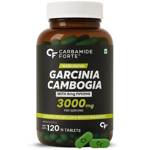 [BRSWYEITPIGQEFDU] Carbamide Forte Garcinia Cambogia 3000mg 60% HCA & 6mg Piperine Per Serving | Weight Loss Supplement- 120 Veg Tablets