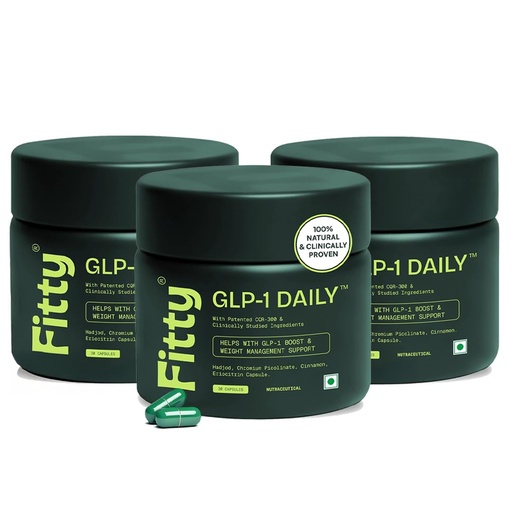 [BRSRGGTYCN6QYETK] Fitty GLP-1 Daily Weight Loss Supplement | Reduces Hunger & Supports Fat Loss | 100% Natural & Plant-Based | Metabolism Boost & Balanced Blood Sugar Levels | For Men & Women | 90 Capsules