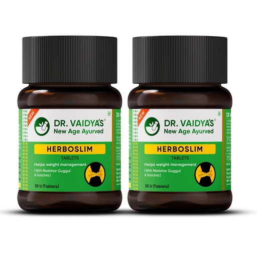 [BRSWGEAHCIIAODLV] Dr. Vaidya's Herboslim Tablets | Ayurvedic Weight Loss Supplement | Strong Fat Burner for Men & Women | Supports Metabolism & Fat Loss | 30 Capsules | Herbal Fat Burners for Weight Management (Pack of 2)