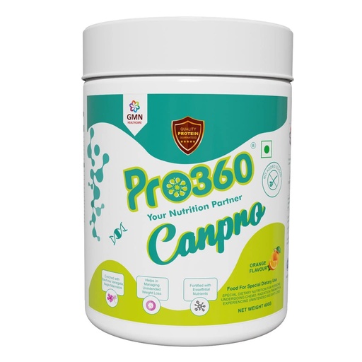 [BRSWYYA2CQIAK2D3] Pro360 Canpro Nutrition Supplement Powder for Chemo/Radiation Therapy Induced Weight Loss, Protein Rich with Essential Nutrients, Orange Flavor, 400G (Pack of 1), Powder
