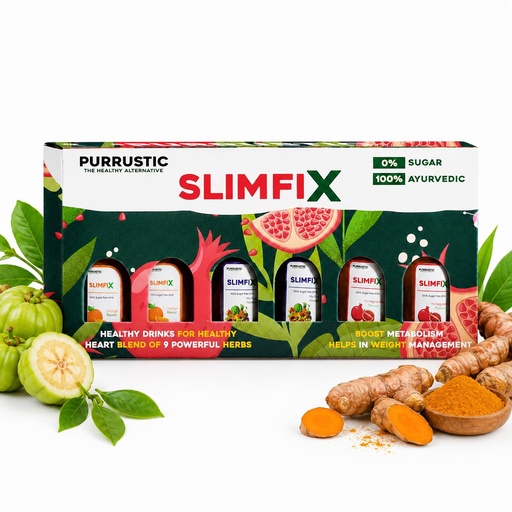 [BRSRAAQ7BMGQOA3K] SLIMFIX - Natural Weight Loss Through 9 Ayurvedic Herbs, Control Metabolism and Digestion, Natural Juice from Triphala, Turmeric & Dandelion, No Added Sugar (6 Bottles, 6 Day, 60ML Each)