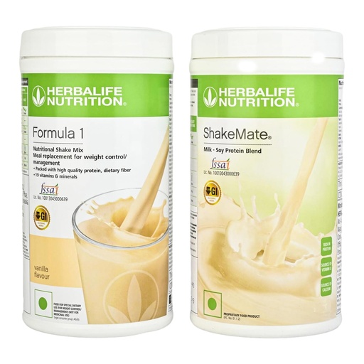 [BRSRMYA3PMIGMHI4] Herbalife Nutrition Weight loss Combo Pack New ShakeMate with Formula 1 Vanilla flavor (1000 gm) Protein Shake (500 g, 500 g, Vanilla, Unflavored)
