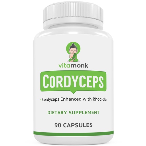 [BRSROCYOO5YAOCLV] VitaMonk Cordyceps Mushroom Capsules with Rhodiola, 2 Grams of Cordyceps Mushroom Enhanced with Rhodiola - Boost Energy, Fight Stress, Enhance Performance, Non-GMO - 2000mg - 90 Caps
