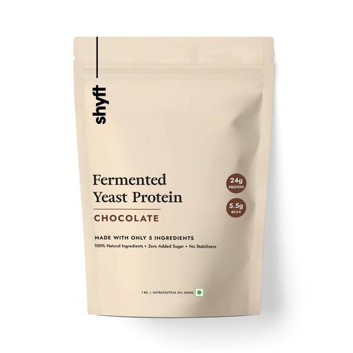 [BRSRGBAQBFYBQELH] Shyft Fermented Yeast Protein | Chocolate - 1Kg | 24g Protein | 5.5g BCAA | Easy to Digest | Complete Amino Acid Profile | Just 5 Natural Ingredients | No Chemicals | Vegan Protein | Gut Friendly