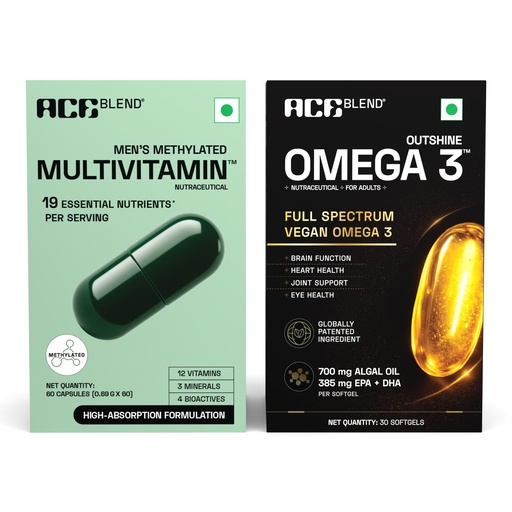[BRSRYFAHCAHQE3YY] Ace Blend Vegan Omega 3 + Multivitamin Combo for Men