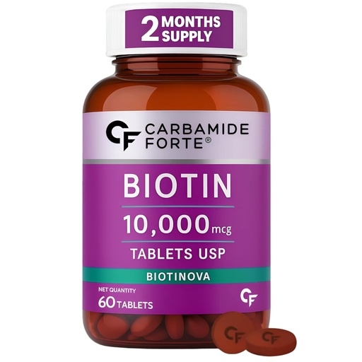 [BRSRECACDIORA23J] Carbamide Forte Biotin Tablets for Hair Growth | Biotin Supplement 10000 mcg | Hair Supplements for Women & Men | 60 Hair Growth Tablets