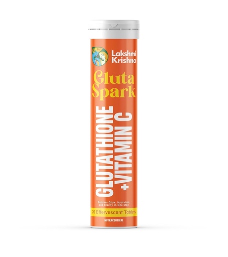 [BRSRYZADPN7WYEQ3] Lakshmi Krishna Gluta Spark Glutathione + Vitamin C 40 Effervescent Tablets | With Hydration support & Antioxidant blend | Zero Sugar Skin Glow Drink | For Clear & Glowing Skin(1pack)