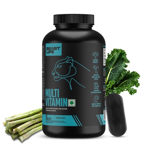[BRSRAAAKAQJWM23F] BeastLife Multivitamin Tablets With 30+ Nutrient Supports | Vitamins, Minerals, Biotanical Extract, Amino Acids & Active Ingredients |Boosts Immunity, Energy & Daily Wellness | 60 Tablets | Vital Nutrients for Active Lifestyle