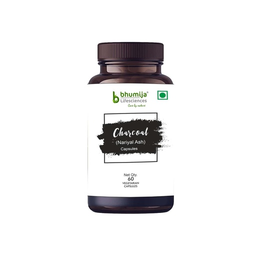 [BRSWYZY2CUHBME3F] Bhumija Lifesciences Activated Charcoal 500mg Veg Capsules (60 Count) | Coconut Shell Based Natural Detox Supplement | Supports Gut Health, Digestive Cleanse, Gas & Bloating Relief (Pack of 1)