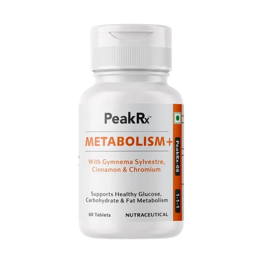 [BRSRYFAHOAHGEHL7] Peak Rx Metabolism Plus 60 Tablets | Gymnema Sylvestre, Cinnamon, Chromium, Biotin, Magnesium & Zinc | Metabolism & Energy Support | Supports Normal Glucose Metabolism | Nutritional Supplement