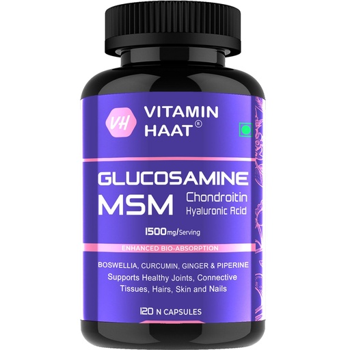 [BRSWYCQTBV6QIFLF] Glucosamine Chondroitin MSM | Pain and Joint Support Supplement | Hyaluronic Acid Collagen | Joint Cartilage Support and Muscle Health | 120 Capsules by VitaminHaat