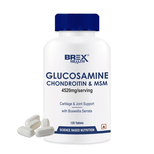 [BRSROCTYDICWAG37] Glucosamine Chondroitin, MSM with Boswellia | Supplement For Cartilage & Joint Support | Flexibility & Mobility - 120 Tablets