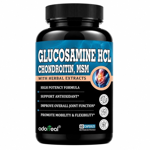 [BRSRAH37BB5BSCY4] Glucosamine HCL Chondroitin MSM Capsules with Herbal Extracts | Joint & Cartilage Support Supplement | Supports Mobility & Flexibility | 60 Capsules