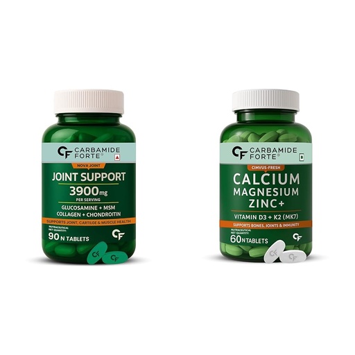 [BRSREHQ6CV4BSF35] Carbamide Forte Glucosamine + Calcium Tablets | With Collagen, Chondroitin, MSM, Magnesium, Zinc, K2-MK7 & B12 for Joint, Bone & Muscle Support – 90 + 60 Tablets