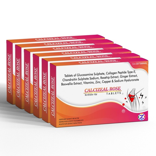 [BRSREHACPN5WC3AZ] Calcizeal Rose Tab | Joint Support Supplement with Collagen & Glucosamine Chondroitin, Seed Extact with Vitamin C & D3 | Joint Cartilage Support & Muscle Health | Joint Pain Tablets (60)