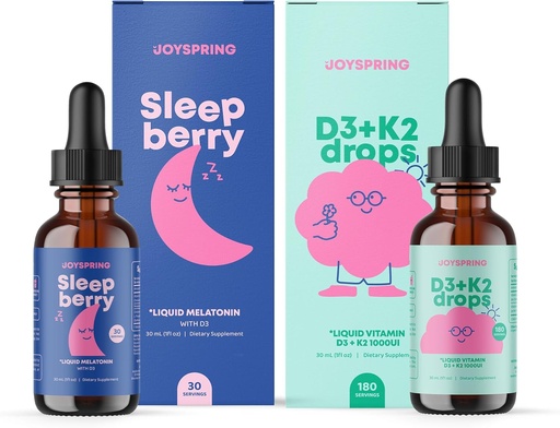 [BRSWYAQLCMBGECTF] JoySpring Vitamin D3 K2 for Kids May Support Healthy Immune System Vitamin D for Children and Liquid Melatonin for Kids Sleep Support
