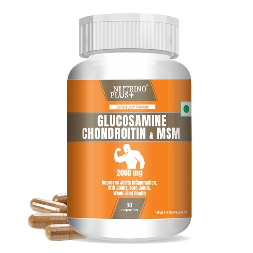 [BRSRMBIHA4OROC3U] Glucosamine Chondroitin & MSM 2000mg – Joint Support Supplement for Men & Women | Relieves Pain, Stiffness & Promotes Bone & Cartilage Health | 60 Veg Capsules | Formulated in USA