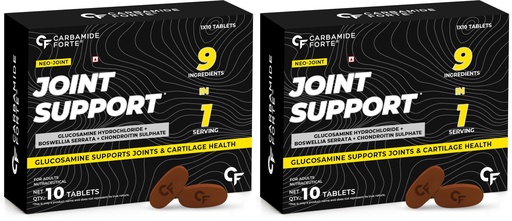 [BRSRYZQ6OYNRUF34] Carbamide Forte Joint Support Supplement for Adults with Glucosamine 1600mg Per Serving with Chondroitin, Boswellia, Turmeric & Ginger- Tablets 10 Count (Pack of 2)