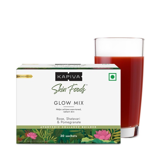 [BRSW2HD2AF5GA3DH] Kapiva Skin Foods Glow Mix | Ayurvedic Skin Supplement, Collagen Powder | Skincare for Glowing & Healthy Skin (30 Sachets)
