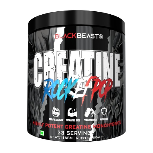 [BRSRGHYQBEMBED33] Black Beast Creatine | 3000mg Ultra Micronized Creatine Monohydrate, Unrivaled Muscles Mass & Strength (33 Servings, Rocket Pop)