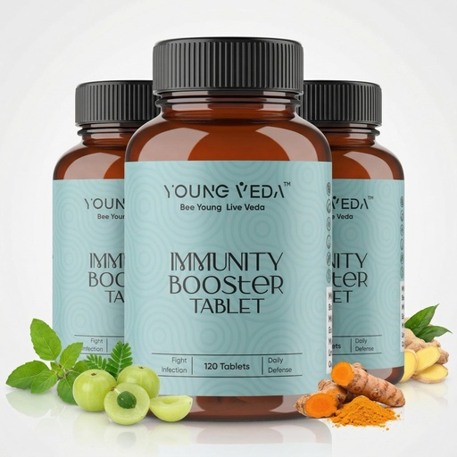 [BRSRYFLYAUIWO3TK] Young Veda Immunity Booster Tablets|Helps Boost Immune Response, Relief From Cold, Cough|| Ayurvedic Immunity Booster |With Tulsi,Giloy,Mulethi,Black pepper,dalchini,aloevera,pippal|120 veg Tablets