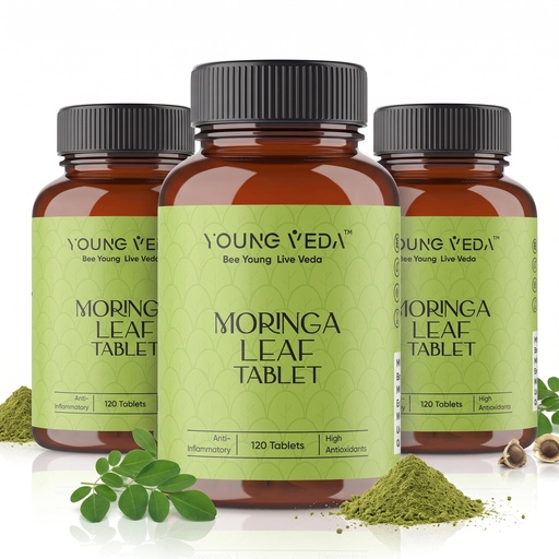 [BRSRYFQ2AUBA2GQ4] Young Veda Moringa Tablets | Drumstick Leaf Tablets | 120 Veg Tablets | 500 mg Natural Energy Booster|GMP&Iso