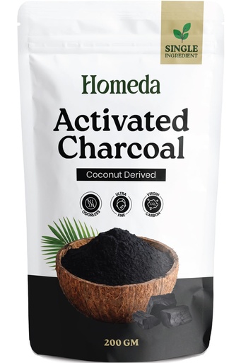 [BRSRYYL7BMMWOAY6] Activated Charcoal Powder (200g) Coconot Shell Charcoal for Teeth Whitening, Face pack, Hair, Soap Making - Food Grade, Vegan & Chemical-Free