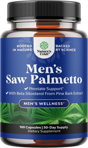 [BRSRMFALCF7B42DA] Natures Craft Saw Palmetto para Hombres con Beta Sitosterol - Saw Palmetto Extract Suplemento de salud de próstata para Hombre Control de vejiga y soporte de próstata - Restablecimiento del suplemento del cabello