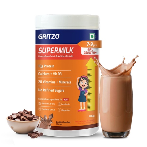 [BRSRMHYZAF4GGAI4] Gritzo SuperMilk Growth+ (7-9y Girl), Double Chocolate, 400g