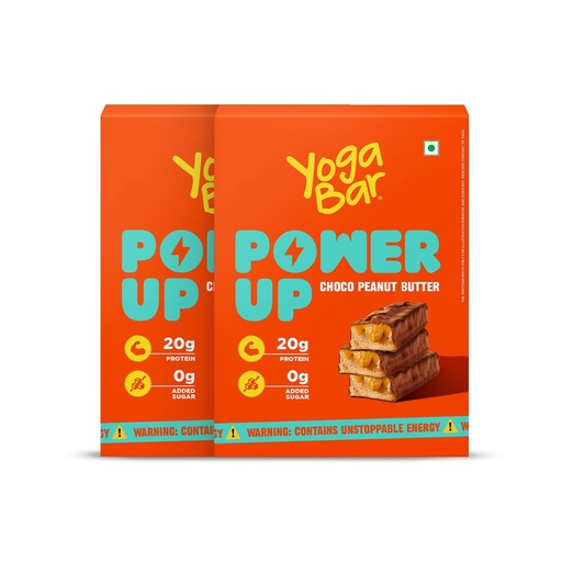 [BRSRABIRC4HBEYL7] Yogabar Power Up 20g Protein Bar (10 Bars, Choco Peanut Butter) | No Added Sugar Protein Bars | Premium High Protein Blend - Whey Protein Concentrate, Peanuts & Soy