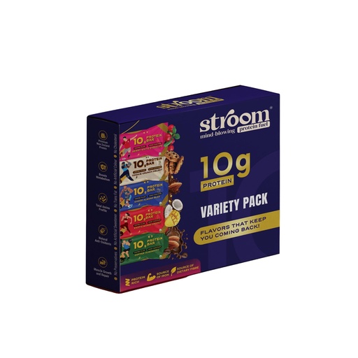 [BRSRYY3YCAHW2GQV] STROOM Protein Bar Pack | Assorted | 10g Protein Bar | 5 Bars