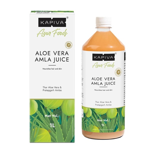 [BRSWGED3CUFGOD34] Kapiva Aloe Vera + Amla Juice | Cold-pressed Juice for Glowing Skin | Helps with Metabolism (1L)