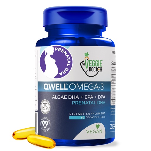 [BRSRMFA6O57B4DY7] Vegan Prenatal Vitamins with DHA (60 Count) Omega-3 - Qwell Better Than Fish Oil, Brain Function - 820 Mg Algae DHA & EPA, Vegan Prenatal Vitamins with Vitamin E, Carrageenan-Free