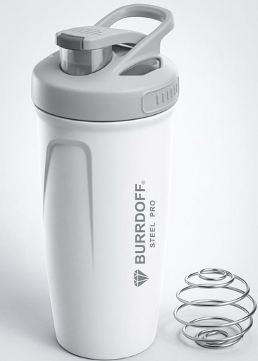 [BRSRGYYTOR5WKAA7] Steel Performance Pro Protein Shaker Bottle (PUSH LOCK BUTTON), Gym Shaker Steel Shaker Bottle Gym Shaker Bottle shaker bottles for protein shake gym protein shaker (White)