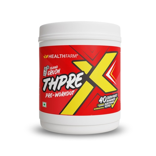 [BRSROAYPDNYRYE32] Healthfarm Thpre X Pre Workout Powder| Sports Nutrition Supplement for Men & Women - For Working Out, Hydration, Mental Focus & Energy - 40 Servings (500G, Island Crush)