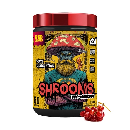 [BRSRGFT7CMJR63D6] Absolute Nutrition SHROOMS Pre Workout Powder (60 Servings, 500g) | with Beta Alanine, L-Citrulline DL-Malate 2:1, Cocoa Bean Extract & Bitter Orange | (Red Grapes)