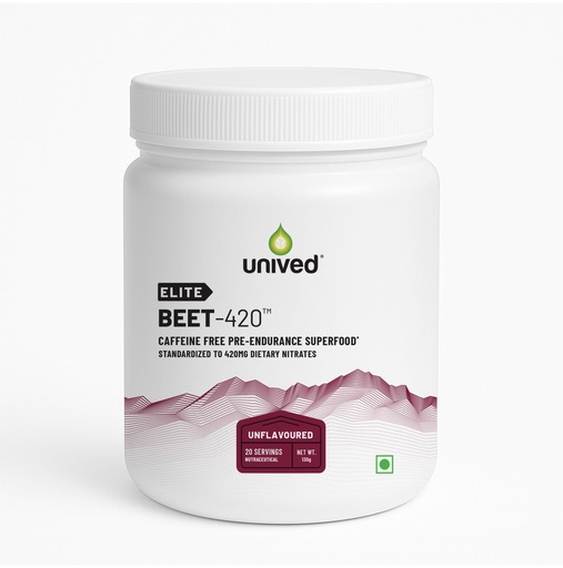 [BRSW2YD3CV5W2C3H] Unived Elite Beet-420 | Beetroot Extract standardized to 6.5% Dietary Nitrate, 420mg Nitrate Per Serving | Endurance Superfood for Athletes | Vegan, Caffeine-Free, Pre-Workout Powder| 20 Servings