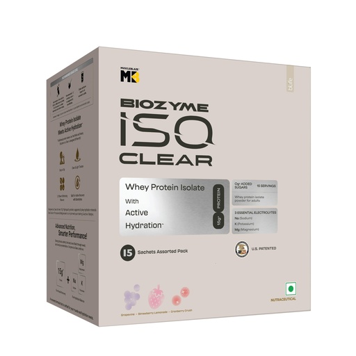 [BRSRGBLRDMBWOYLF] MuscleBlaze Biozyme Clear Whey Isolate, Assorted Flavours, 15 Sachets