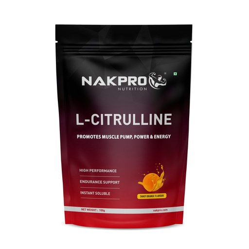 [BRSW2CQPA4ARYFY6] NAKPRO Nutrition Pure L-Citrulline Powder, Boosts Nitric oxide & Muscle growth (Tangy Orange, 100g)