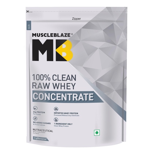 [BRSWYEINDJ6BEYDL] MuscleBlaze 100% Clean Raw Whey Protein Concentrate, 2kg (4.4lbs)