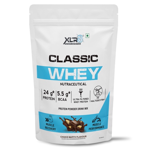 [BRSRGYYBB55RSHTU] XLR8 Classic Whey Protein Powder, 24 g Protein, 5.5 BCAA, No Maltodextrin (Choco Nutty, 907 g)