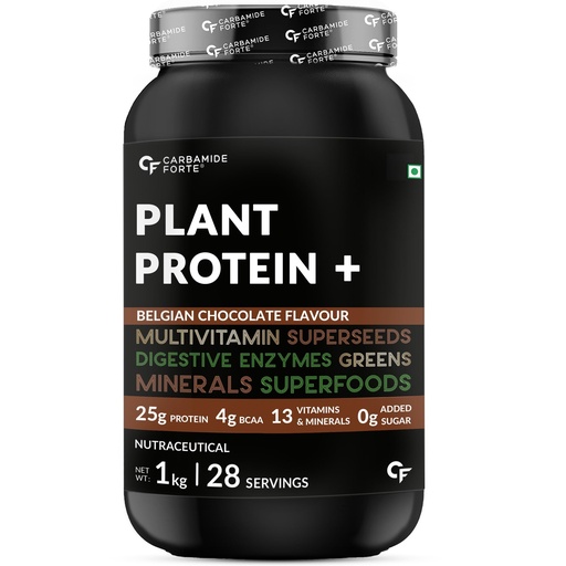 [BRSRMFD7OV7GGF3V] Carbamide Forte Plant Protein Powder For Men - Plant Based Protein Powder with Multivitamin, Minerals, Superfoods, Pea Protein, Digestive Enzymes - Belgian Chocolate Flavour - 1kg