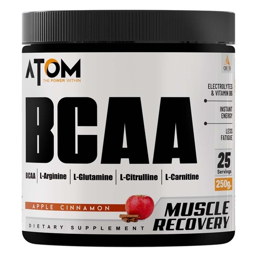 [BRSROBA3CQFGAYDL] AS-IT-IS ATOM BCAA 250g with L-arginine, L-Carnitine, L-Citrulline, Apple Cinnamon