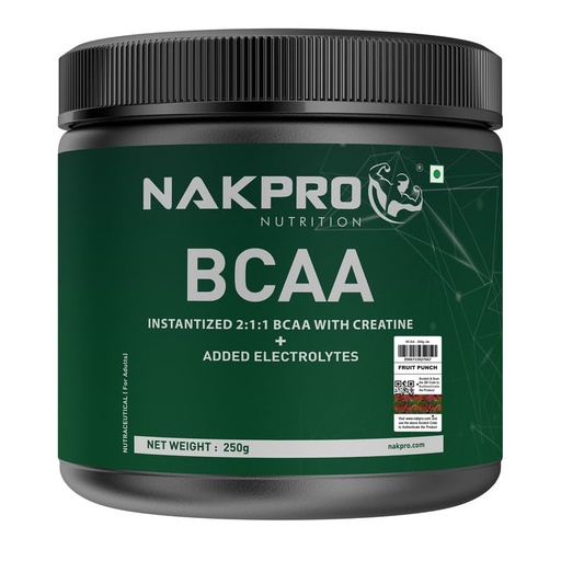 [BRSRAEIPBUJWMAAY] NAKPRO NUTRITION BCAA-Instantized 2:1:1 | BCAA - Jar | 250 g, Fruit Punch