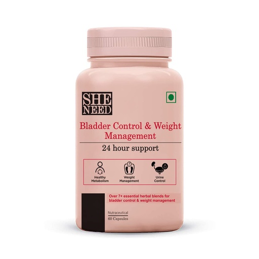 [BRSRMBQHDEPWYGTD] SheNeed Bladder Control & Weight Management for women | Reduces Occasional Urgency | Healthy Metabolism | Good Night’s Sleep +24hrs Supports – 60 Capsules