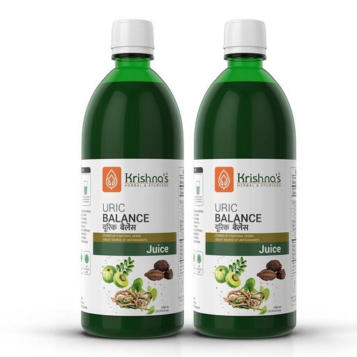 [BRSREYADOAOQ4H3P] KRISHNA'S HERBAL & AYURVEDA Uric Balance Juice 1000 Ml | Balancing Uric Acid Naturally | Power of Kutki, Adusa, Arand Mool & 6 More Herbs - (Pack of 2)